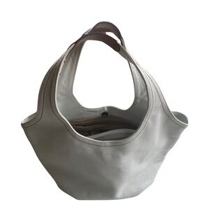 Prune White Leather Shoulder Bag Minimalist Casual Boho Purse Handbag Chic Urban